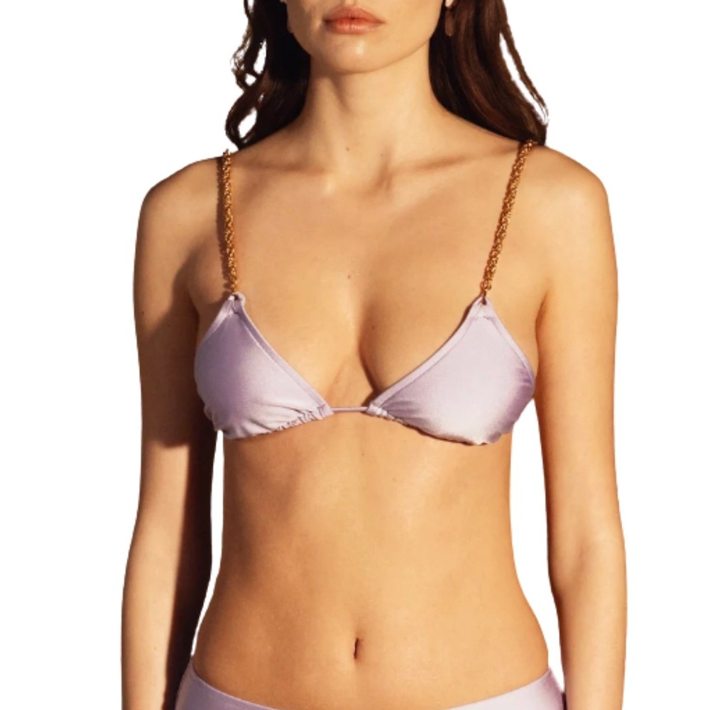 Dolla Dolores Bikini Top Haze Purple Gold Chain Parma Straps Triangle NWT $252 S